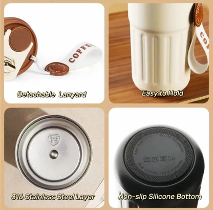 ZS - Insulated Coffee with Temperature Display Stainless Steel Tumbler  (400 ml)