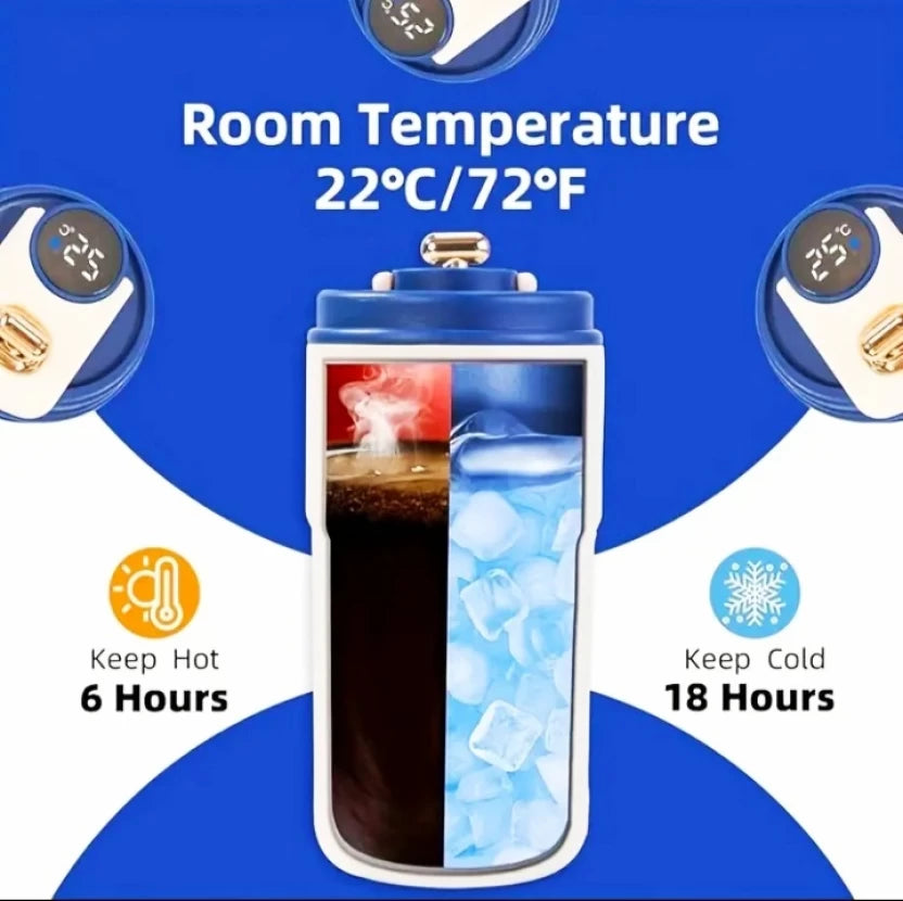 ZS - Insulated Coffee with Temperature Display Stainless Steel Tumbler  (400 ml)