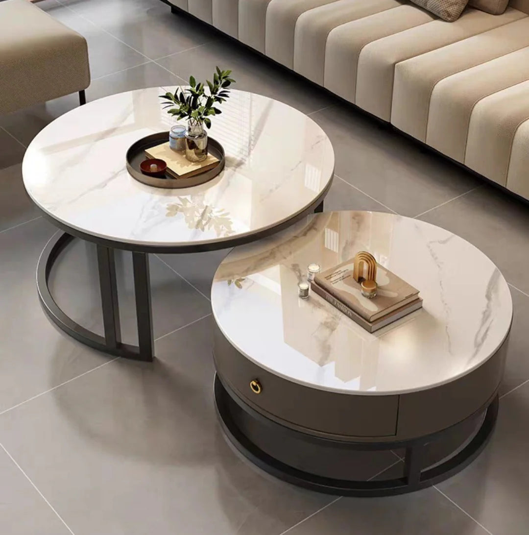 ZS - Modern Round Nesting Coffee Table with Storage