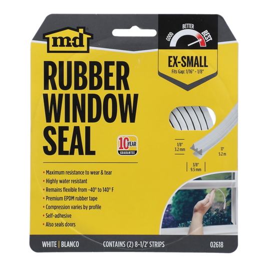 ZS - Rubber Window Seal for Extra Small Gaps White 38inch x 17ft
