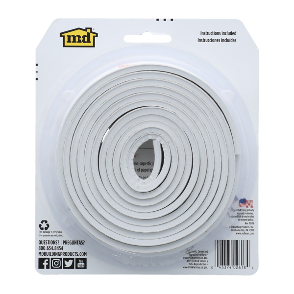 ZS - Rubber Window Seal for Extra Small Gaps White 38inch x 17ft