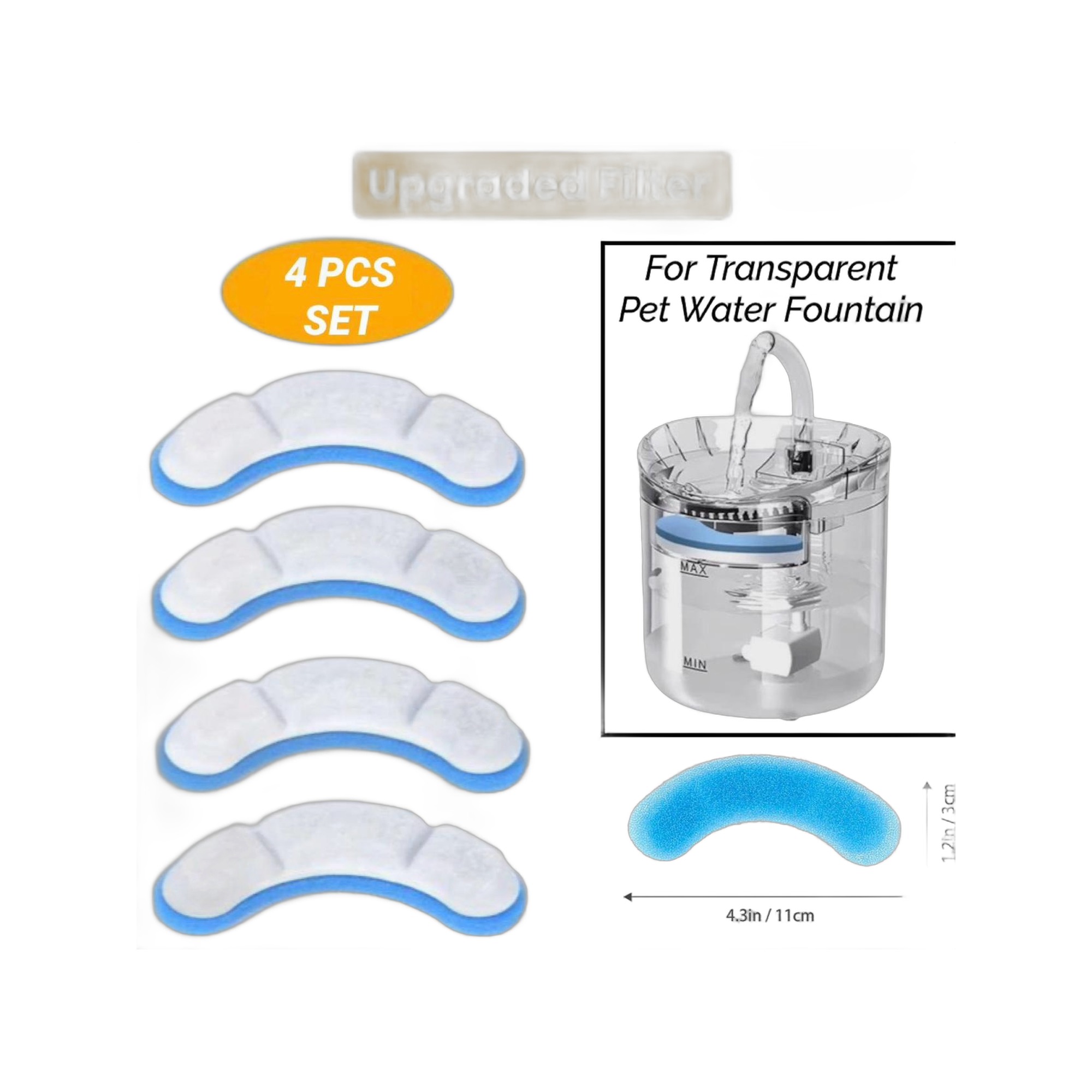 ZS - Filter for Intelligent Pet Water Fountain 4pcs Pack