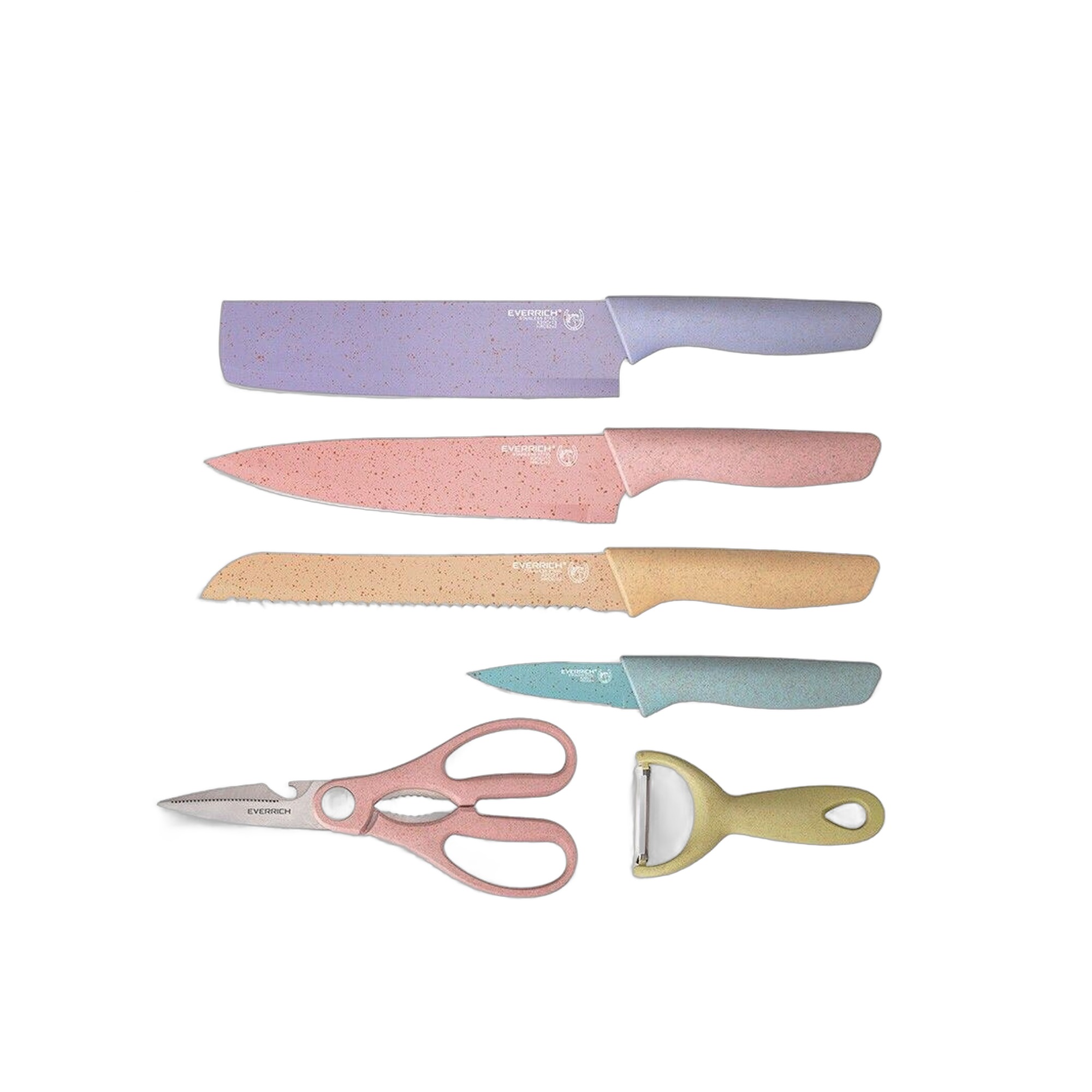 ZS - 6 Piece High Carbon Stainless Steel Knife Set Macaroon Pastel Color